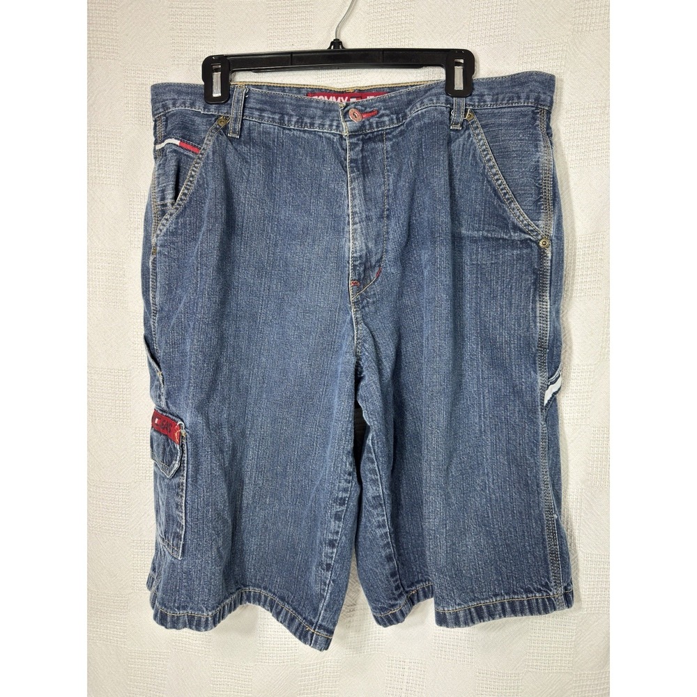 Vintage Tommy Hilfiger‎ Cargo Shorts Mens 36 Blue Carpenter Outdoor Pockets 90s